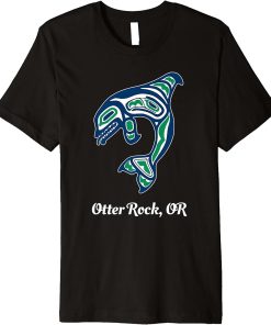 Blue Green Native American Otter Rock OR Orca Killer Whale Premium T-Shirt