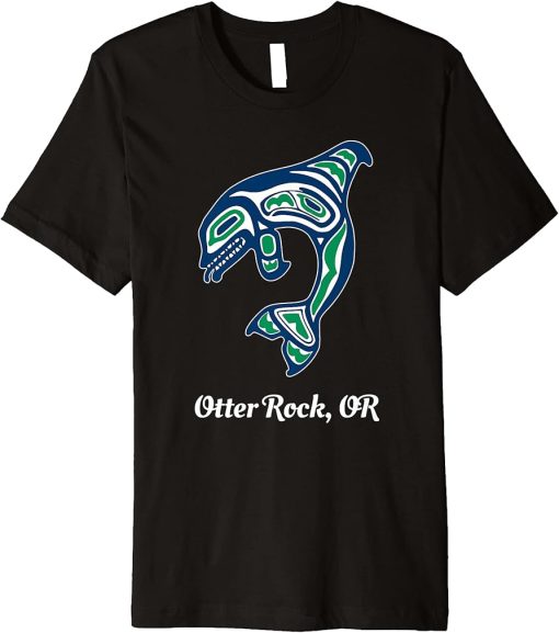 Blue Green Native American Otter Rock OR Orca Killer Whale Premium T-Shirt